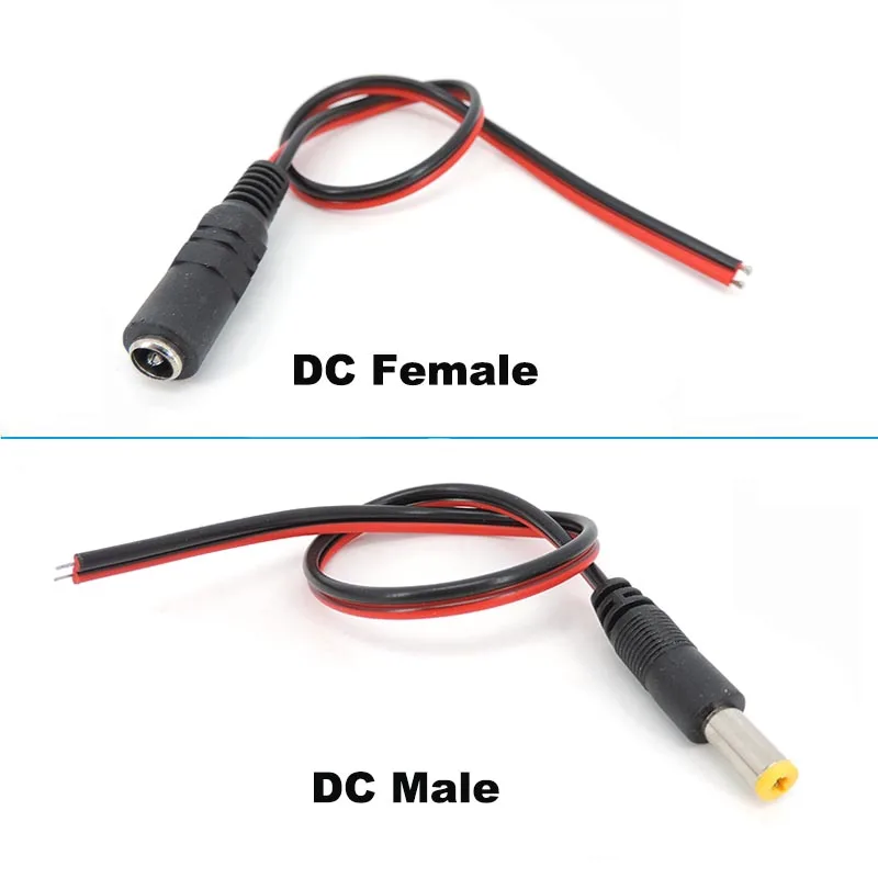 5.5x2.1 mm Male Female Plug 12V DC Power Pigtail Cable Jack for CCTV Camera Connector Tail Extension 24V DC Wire m20