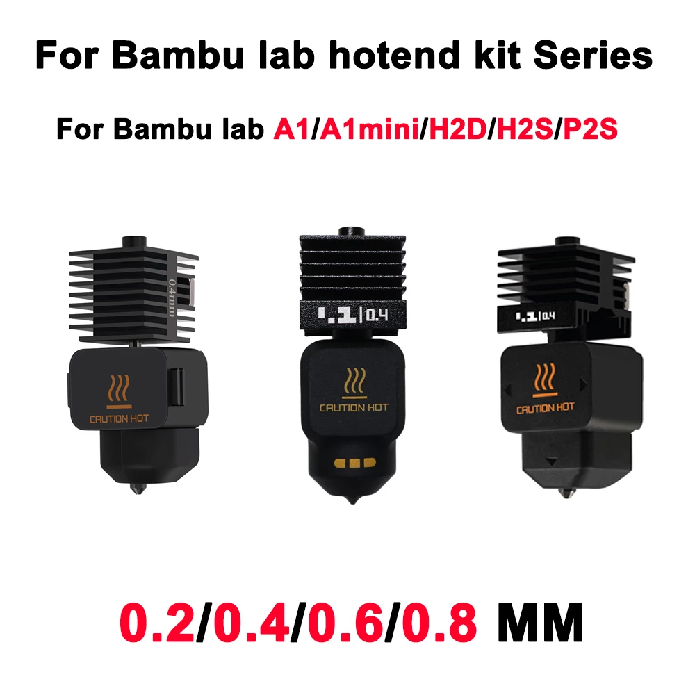 

Комплект хотэнда для 3D-принтеров Bambu Lab A1/A1 mini/H2D/H2S/P2S, диаметр 0.2, 0.4, 0.6, 0.8 мм