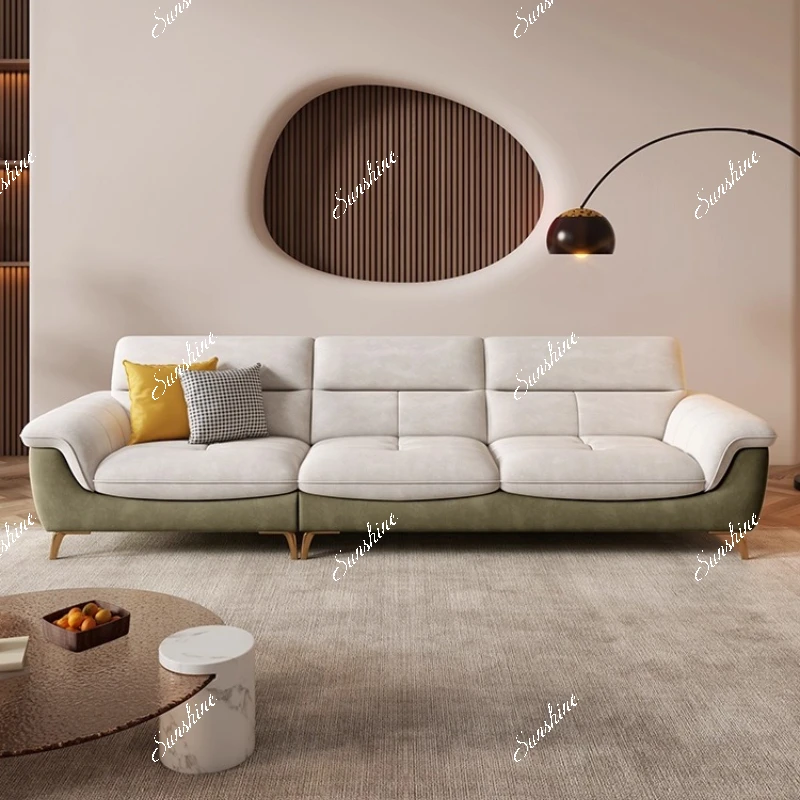 Waterproof cat scratching cloth modern simple living room Nordic small apartment inline row cream style fabric sofa