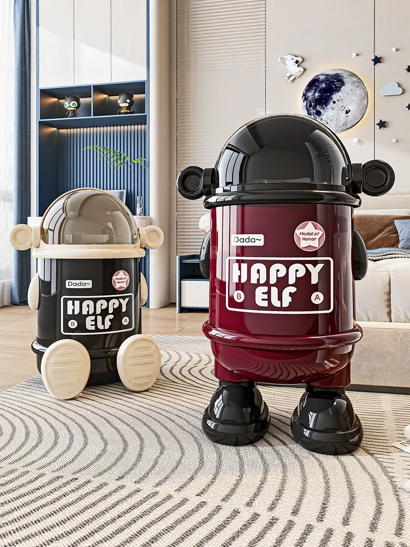 

Large Capaci Tra Can with Lid for Living Room Bedroom Fruit Peels Household Garbage Bin Modern mat Plastic Waste Bin