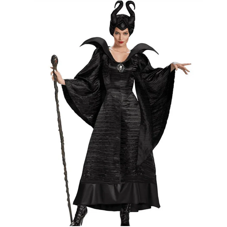 

M-3XL Size Halloween Costumes Dark Witch Costume Horned Witch Uniform