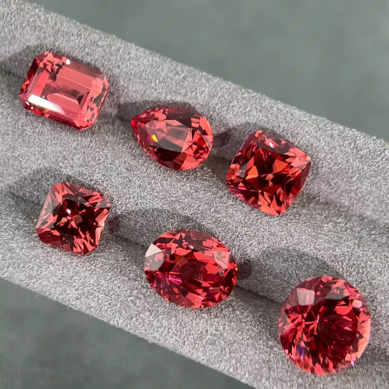 Künstlicher Saphir Padparadscha Feuerlotus-Farbe Asscher-Schliff Zertifikat wählbar – Detail 15