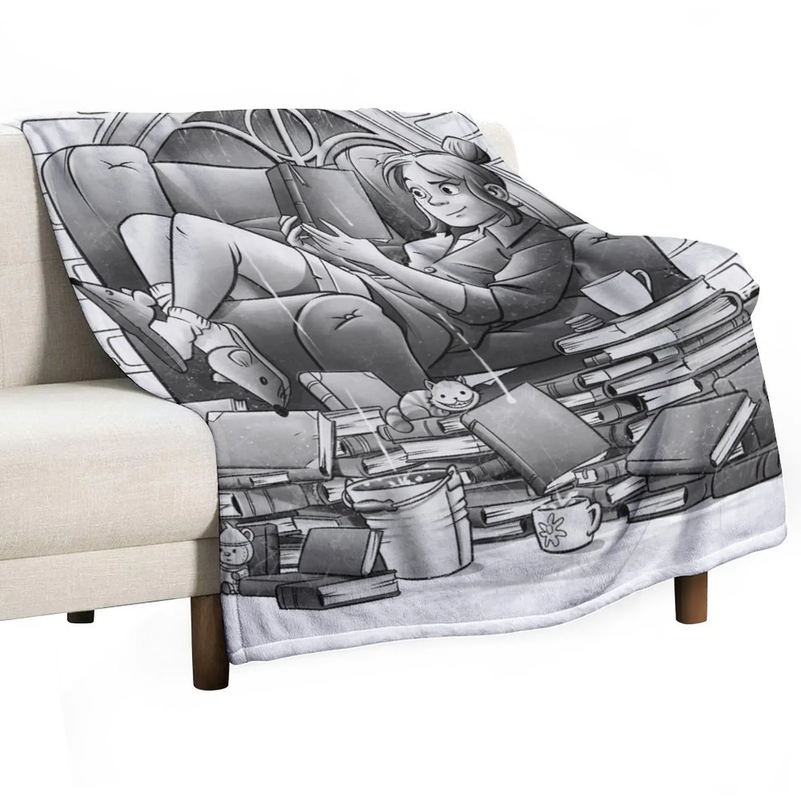 A Rainy Day Throw Blanket Sofa Quilt Stuffeds Plush Plaid on the sofa Blankets