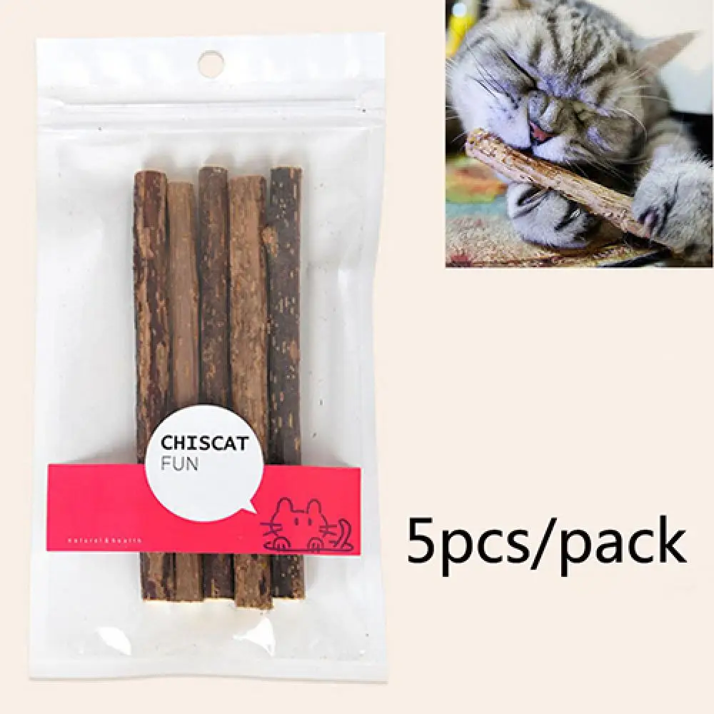 5 Pcs/1 Bag Pet Cat Kitten Chew Stick Treat Toy Natural Matatabi Catnip Molar Food Molar Stick Cleaning Teeth Toothpaste Snacks