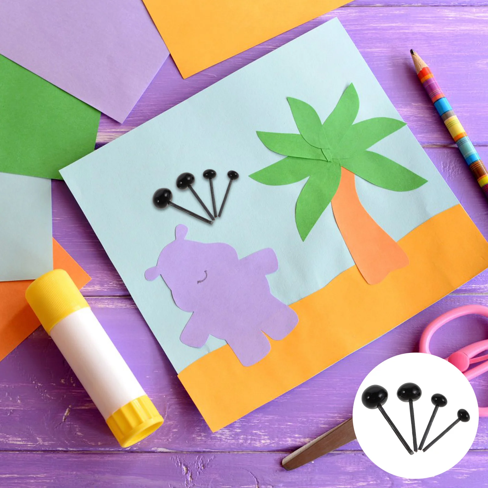 400 pièces yeux de sécurité en verre faits à la main noir 3Mm 4Mm 5Mm 6Mm pour l'artisanat de feutrage d'aiguille Crochet animaux en peluche artisanat réaliste