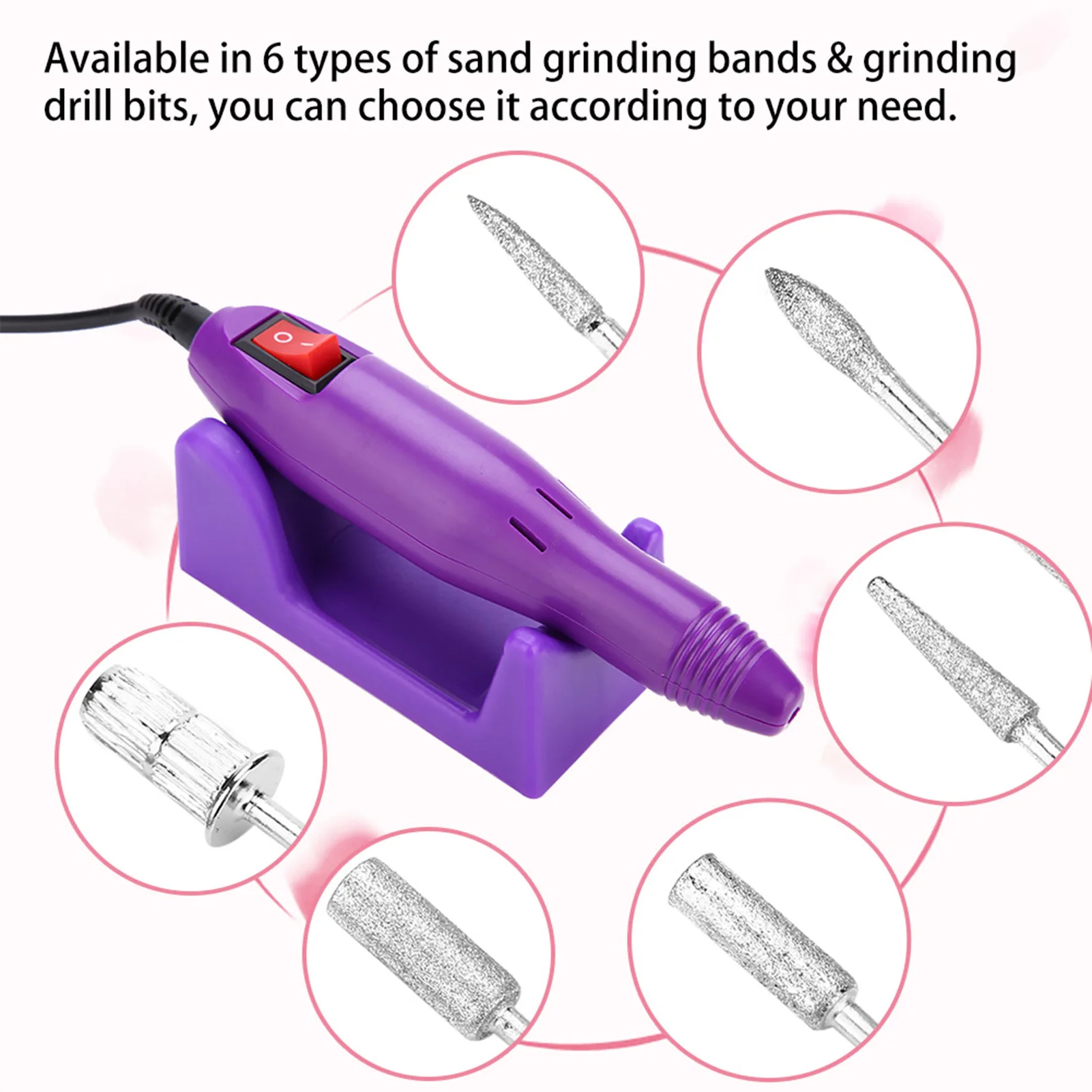 Electric Nail Drill Machine Manicure Machine Professional Electric Nail Machine File Manicure Pedicure Sanding Drill Kit Purple