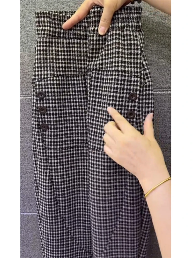 2024 Autumn New Fashionable Checkered Elegance High Quality Thousand Bird Grid Harun Pants Elastic Versatile Casual Pants