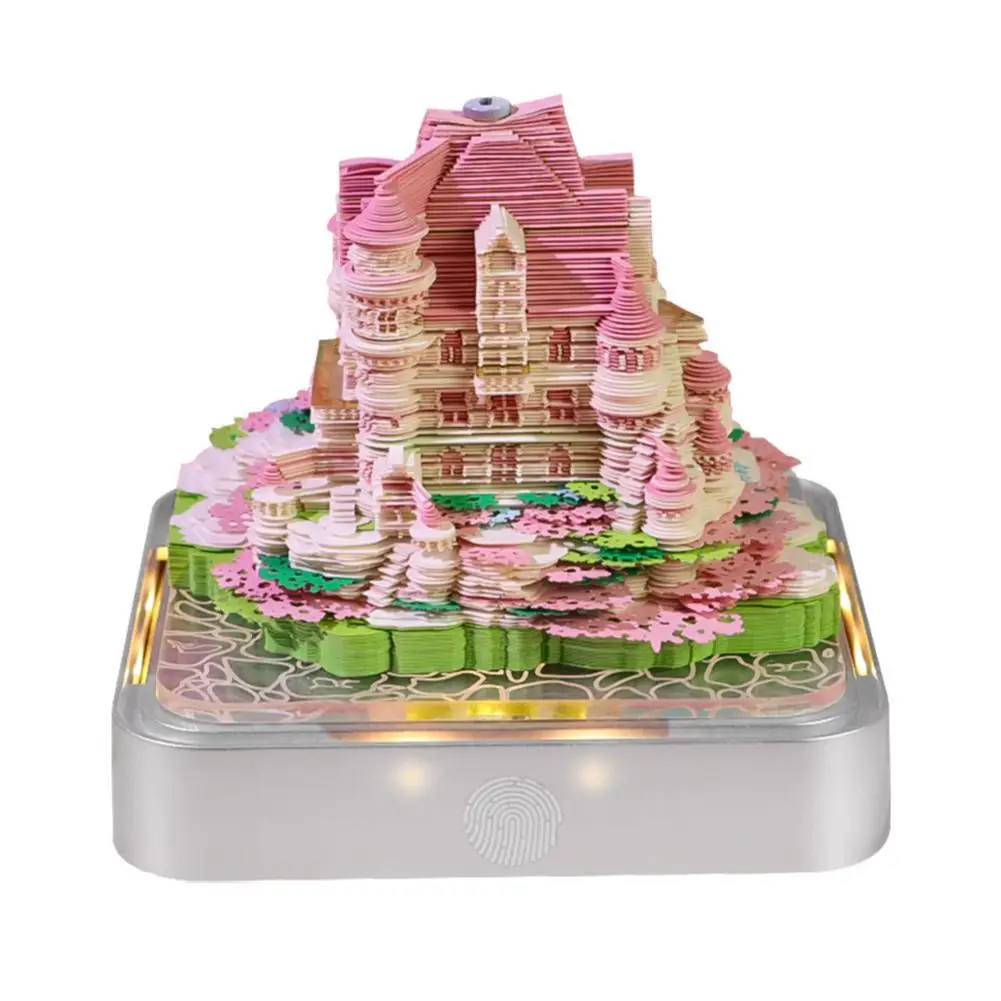 2025 3D Sticky Notes Artistic Notepad 3D Sky Castle Garden With Calendar Paper Carving Model Desktop Decoration