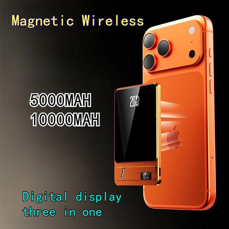 10000MAh Aluminum Alloy 20w Ultra-thin Magnetic Wireless Power Bank External Compatible for Apple 17 Portable Power Bank