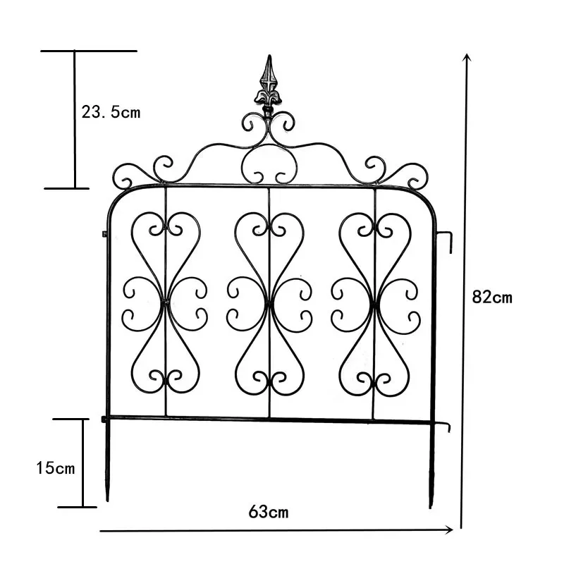 Recinzione decorativa da giardino Barriera per animali da recinzione per cani in metallo antiruggine per esterni, bordo del pannello per recinzione da giardino