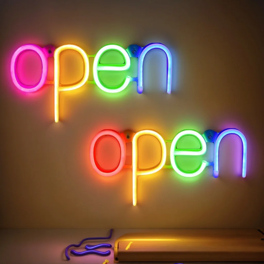 Artistic OPEN LED Neon Lights USB/Battery Powered for Holiday Parties Weddings Bars Cafes Game Rooms Commercial Lighting