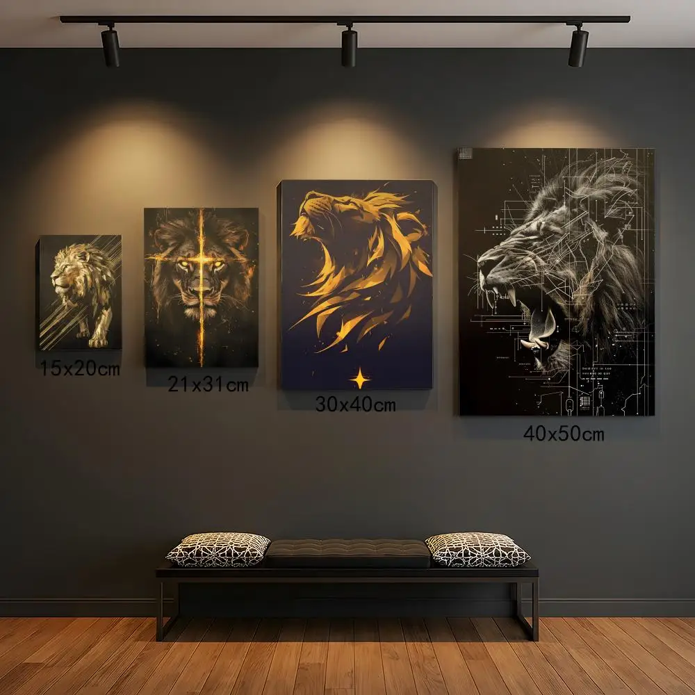 Crown Lion King Queen Poster Premium HD Self-Adhesive Wall Decor – Peel & Stick, Residue-Free