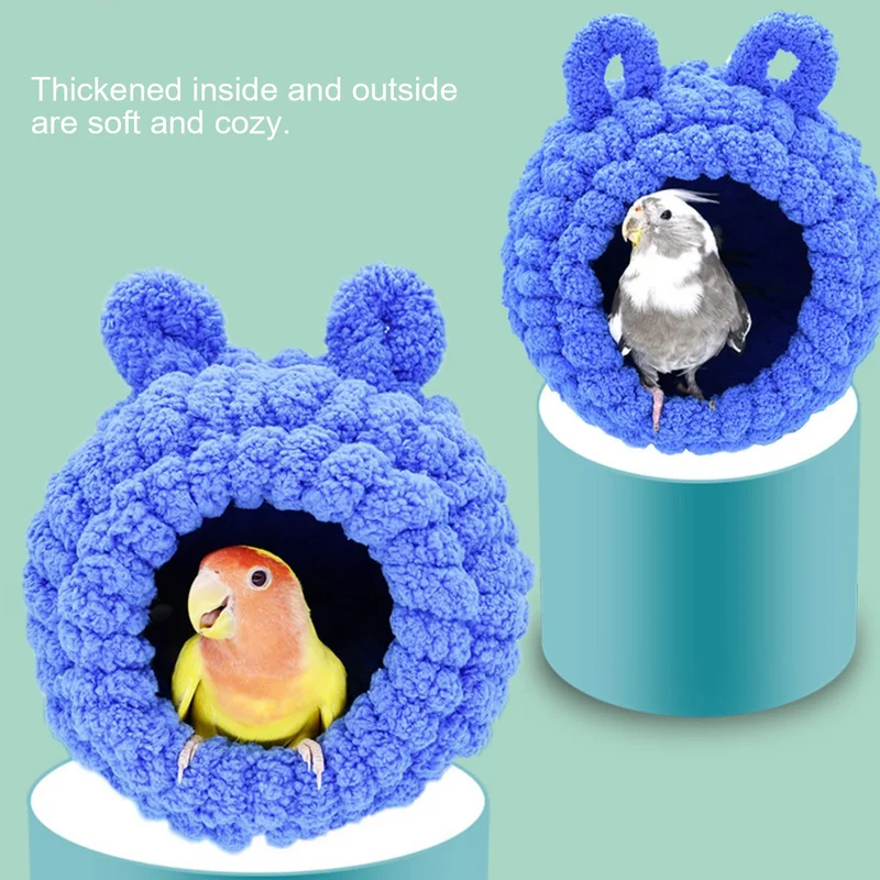 Birds Nest For Cage Parakeet Nest Winter Parrot House Coral Velvet Hideaway Hut For Bird Nesting Plush Shed Parrot Nest Warm