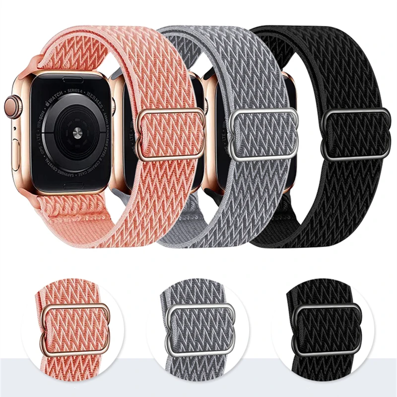 

Nylon Band for Apple Watch Straps 44mm 45mm 40 41mm 38 42mm 46mm Elastic Bracelet iWatch series 11 10 8 7 9 6 5 Se Ultra2 3 49mm