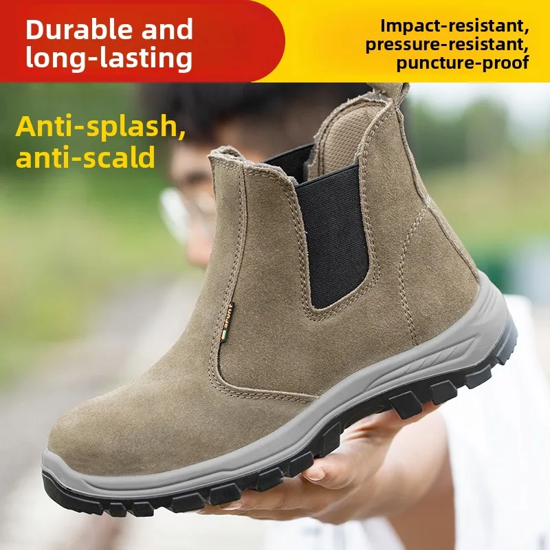  Welder Anti-Scald Labor Protection Shoes Men's Anti-Crush And Piercing Steel Toe High Top Breathable Work Shoes for ...