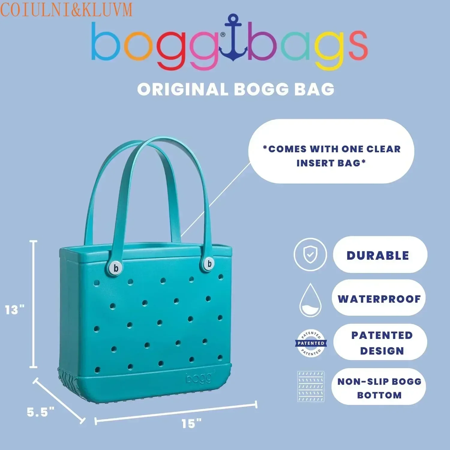 【COIULNI&KLUVM】Large Boggs Beach Bag Summer EVA Beach Basket WomenTote Bag Holes Waterproof Handbag Pouch Shopping Shoulder Bag