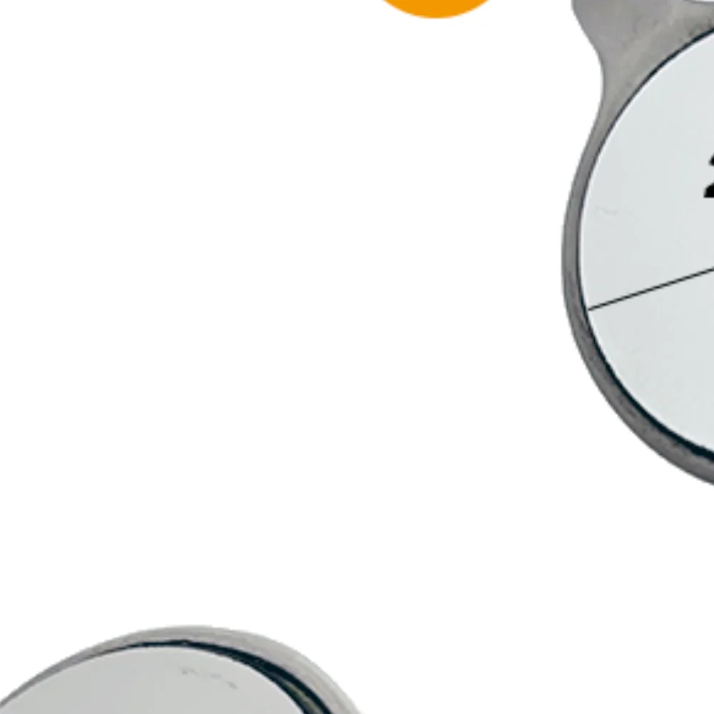 مرآة فم للأسنان مزدوجة الجوانب مضادة للضباب، سطح عاكس من الروديوم قابل لإعادة الاستخدام مع مقبض للامتحان الفم #1