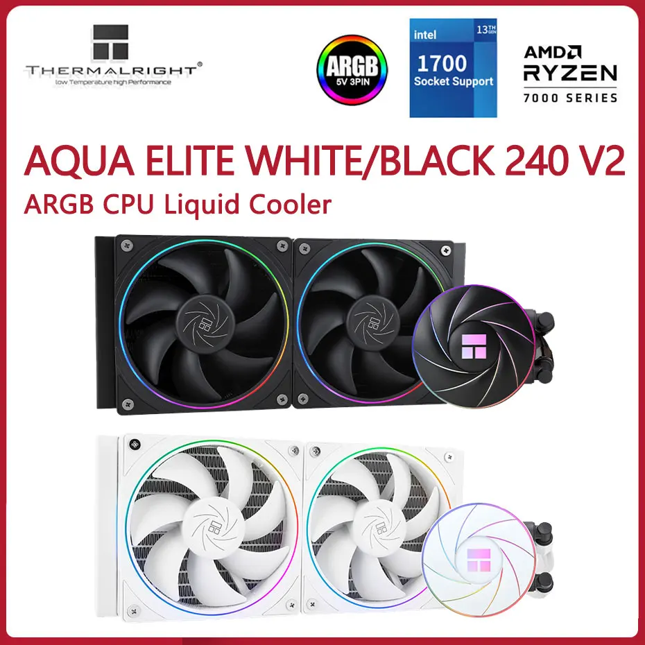 

Thermalright AQUA ELITE 240 White ARGB Water Cooling Radiator 5V 3PIN ARGB Fan CPU Liquid Cooler For LGA1200 1700 115x AM4 AM5