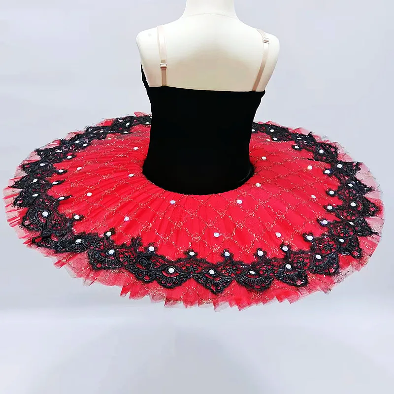 Ballett-Tutu-Rock für Mädchen und Frauen, klassischer Tanz-Performance-Rock, elastischer Bund, geschichtetes Netz, Spitzenkante