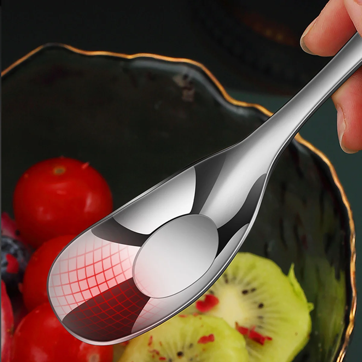 WORTHBUY Yuanbao Spoon 316 Stainless Steel Kid Soup Spoon Kitchen Cute Tableware Children Cutlery Rice Spoon Dessert Scoop