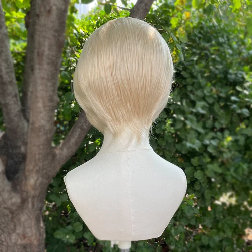 Imagen 2 del producto Pelucas delanteras de encaje rubio para hombres, pelo sintético de corte Bob corto, pelucas frontales de encaje 13x4 para mujeres, línea de cabello Natural de parte libre 150%