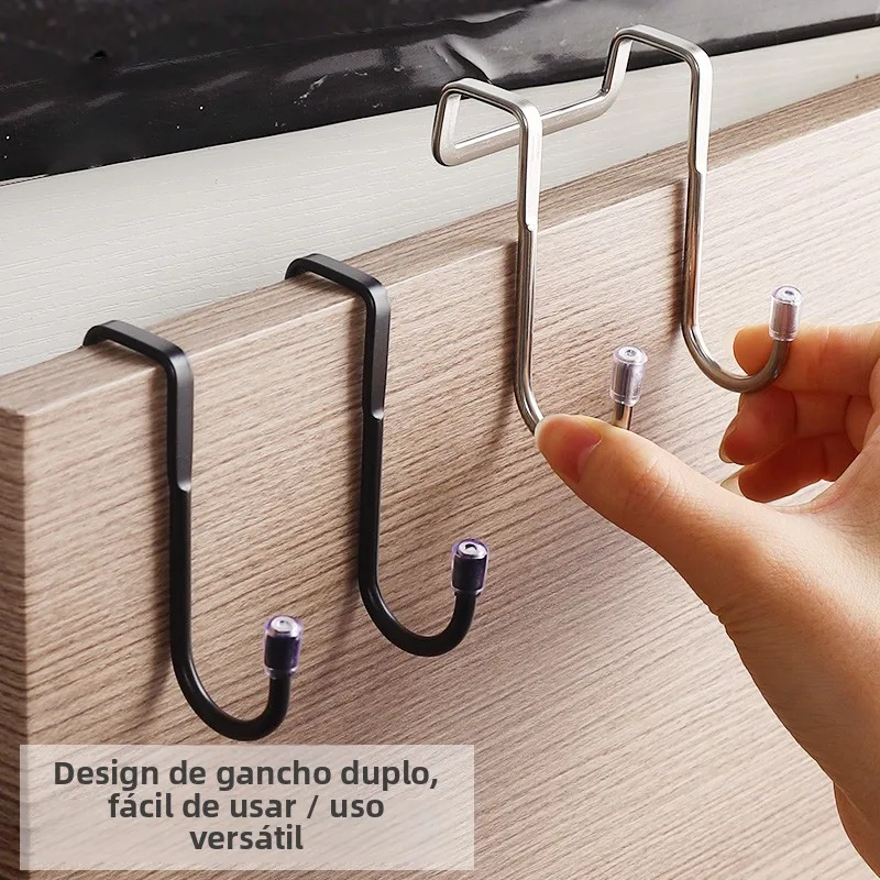 Ganchos em S de Aço Inoxidável para Cozinha, Dormitório, Porta, Suporte de Armazenamento de Roupas, Ganchos Duplos, Alta Capa...