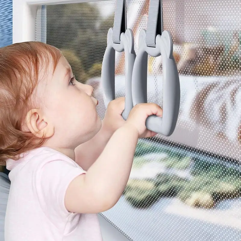 Baby Pull Up Rings 2 Pieces Baby Crib Pull Rings Training Tool Cot Accessories Toy Strap For Walking Practice Exercise Boys