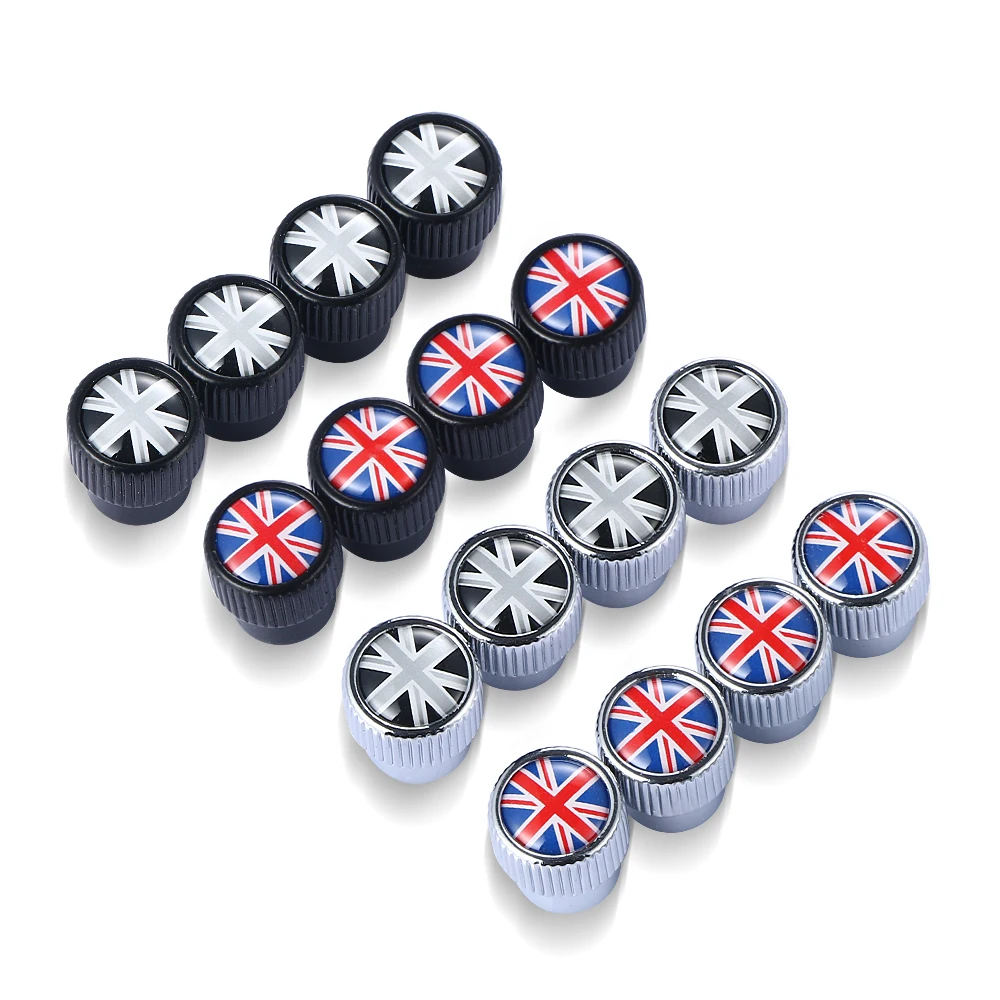 4PCS Universal Union Jack Car Tire Wheel Rims Stem Air Valve Caps Case Cover For Mini Cooper JCW Countryman Clubman Accessories