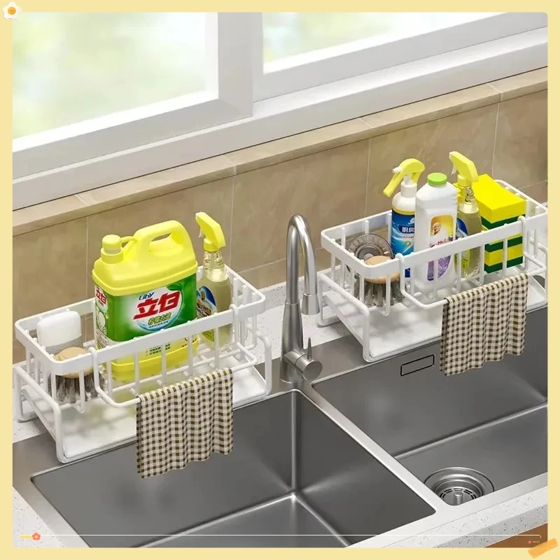 Compact Tap-Mounted Spice Shelf – Sink Organizer with Drainage Rack – Space-Saving Kitchen Storage for Utensils/Accessories