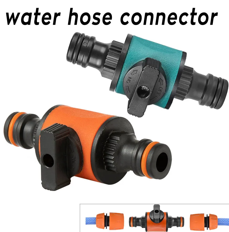 PC Dual Port Nipple Valve Garden Hose Connector with Switch Two Way Quick Connect Water Pipe Sprayer Adapter Joint Connectors