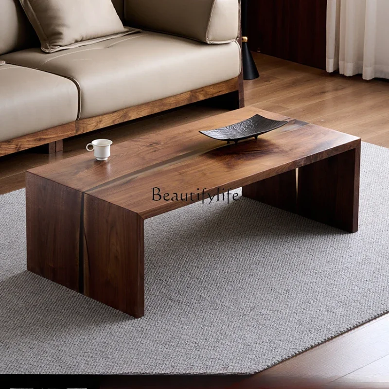 

Living room tea room rectangular coffee table North American black walnut tatami low table Zen bay window floor tea table