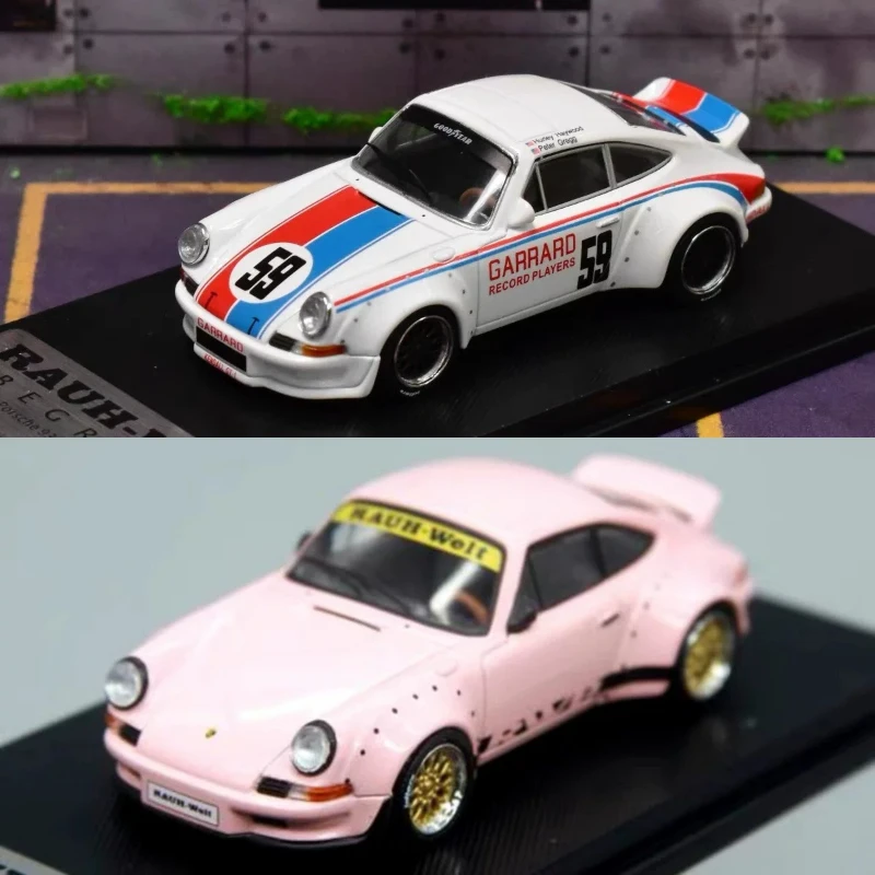 在庫あり-1-64-新型rwbワイドボディ改造911-930-ピンク合金製静的カーモデル、限定版、高級装飾品