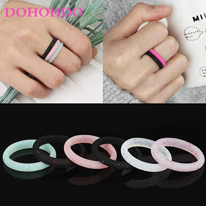 DOHOHDO 2024 New FDA Silicone Rings Men Women Wedding Rubber Bands Hypoallergenic Flexible Antibacterial Silicone Finger Ring