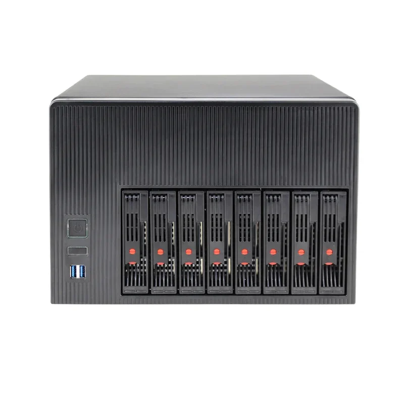 8-Bay NAS Storage Server Case USB3.0 Micro ATX Motherboard 1U Power Supply Empty Case for Home/Office Network