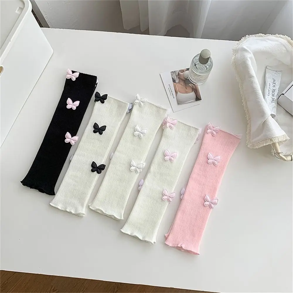 Cute Warm Leg Warmer/Arm Cover White Butterfly Lolita Long Socks Ballet Style Warm Feet Cover for Winter Autumn