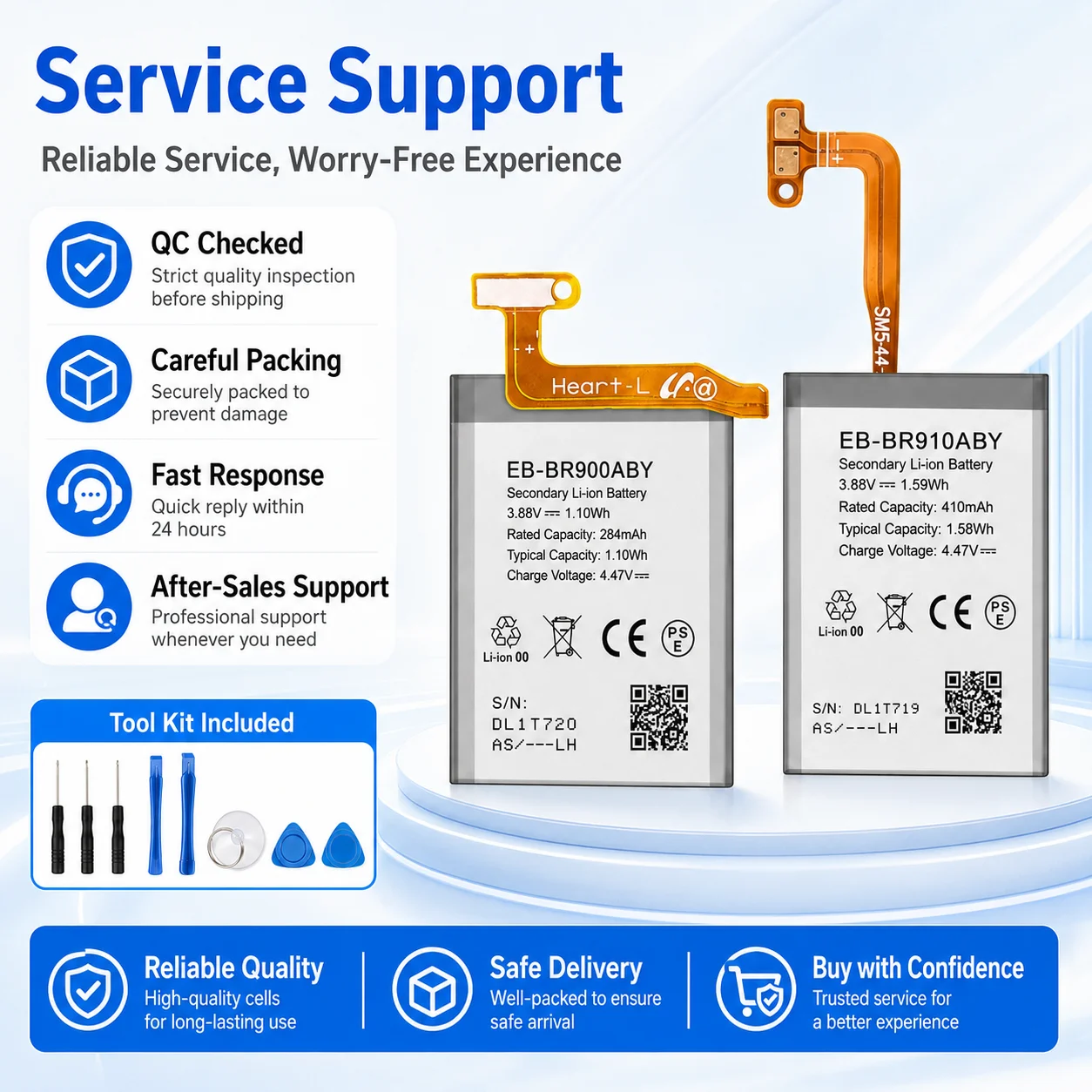 Replacement Batteries For Samsung Galaxy Watch5 40mm 44mm Watch5 Pro 45mm EB-BR900ABY EB-BR910ABY EB-BR925ABY With Repair Tools image 6