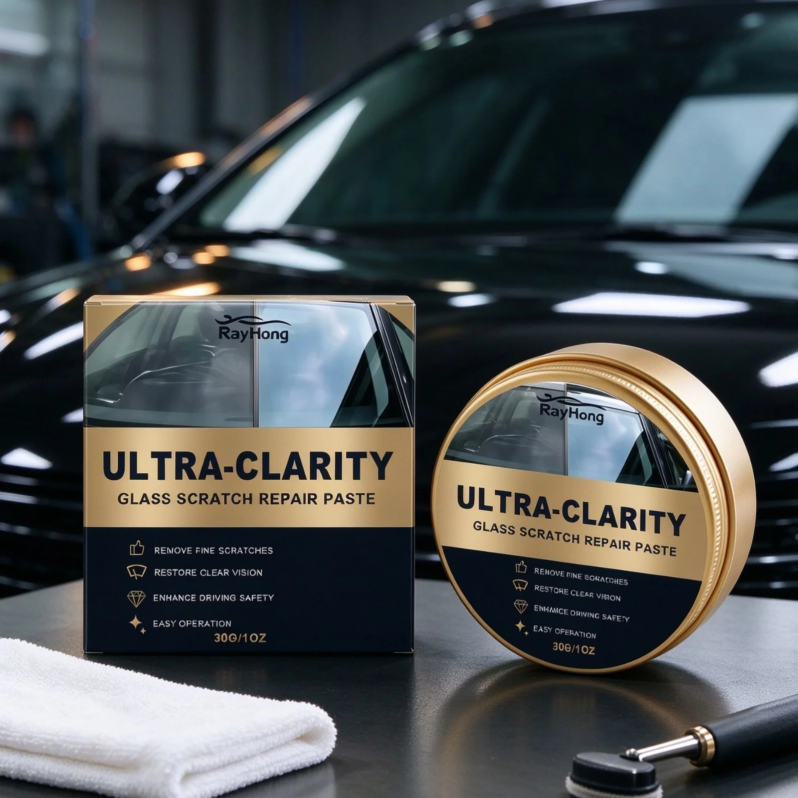 Car Glass Scratch Repair Paste Removes Minor Scratches Restore Clear Vision Enhance Driving Safety Premium Glass Polishing Cream