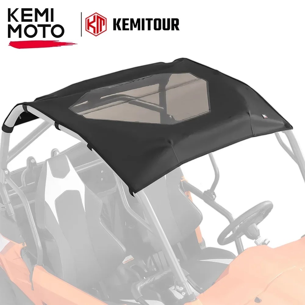 KEMIMOTO UTV Soft Roof for CFMOTO ZFORCE 500 800 Trail 800 EX 1000 #7000-2604B0 Black Rooftop Brown Transparent Film
