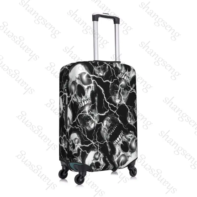 Gothic Black Skull Damask Thick Elastic Luggage Protective Cover Zipper Suit For Bag Suitcase Covers Trolley Cover Travel