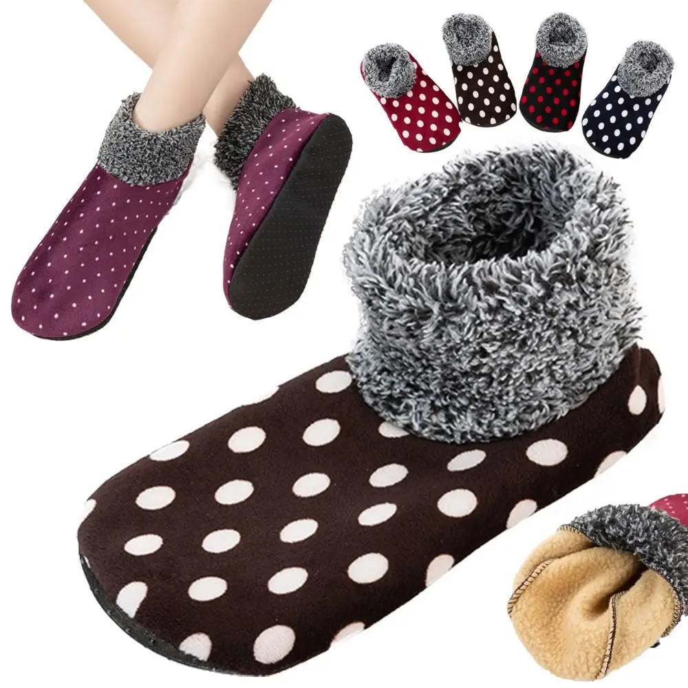 Fashion Winter Warm Home Bed Sock Round Dot Thermal Non Slip Sockings Elastic Indoor Thicken Floor Socks For Women