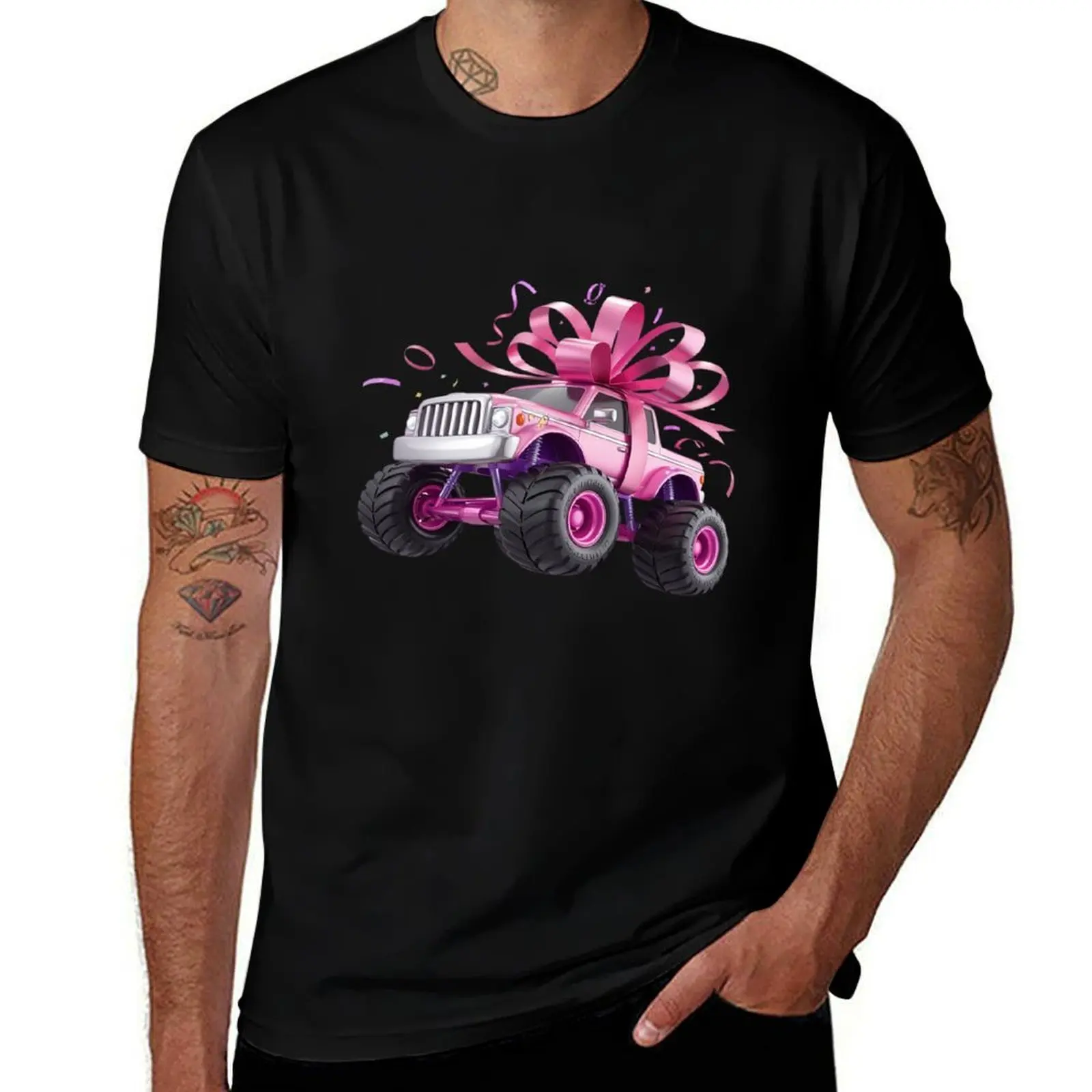 

Coquette Bow Monster Truck Mothers Day Pink Ribbon Mom T-Shirt Blouse summer shirt funny costumes shirts men
