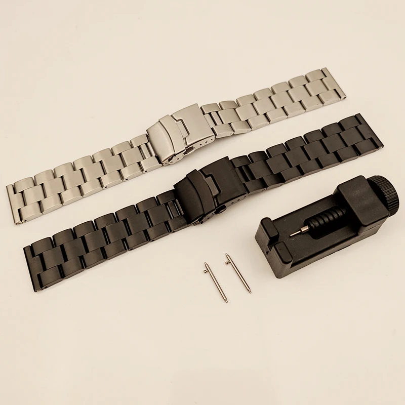 Large size Stainless steel Watch Strap 20mm 22mm 24mm Men Metal Solid Wrist watch Band Bracelet