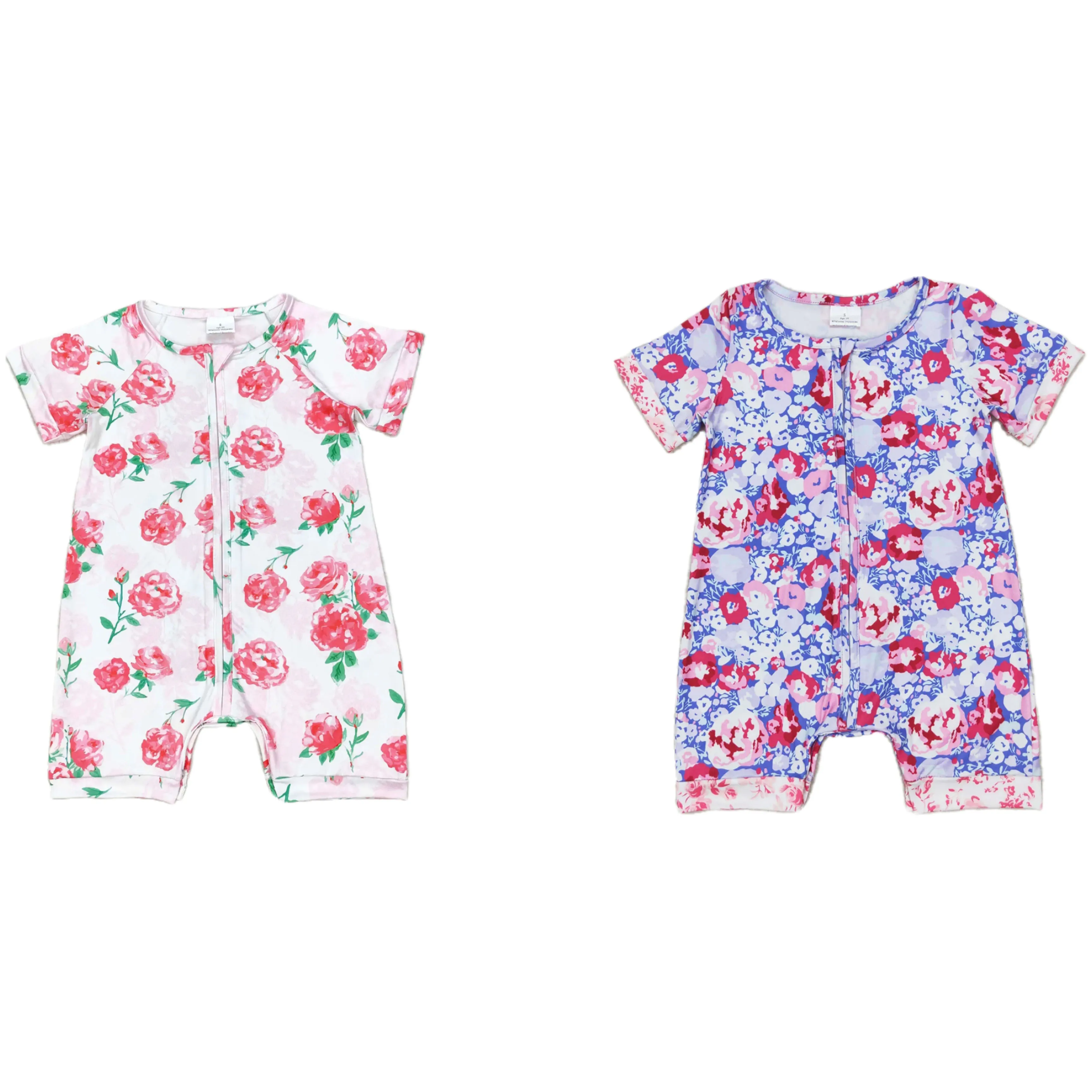 

Wholesale Boutique Baby Girl Romper Toddler Newborn Summer Short Sleeves Zipper Flowers One-piece Kids Children overalls