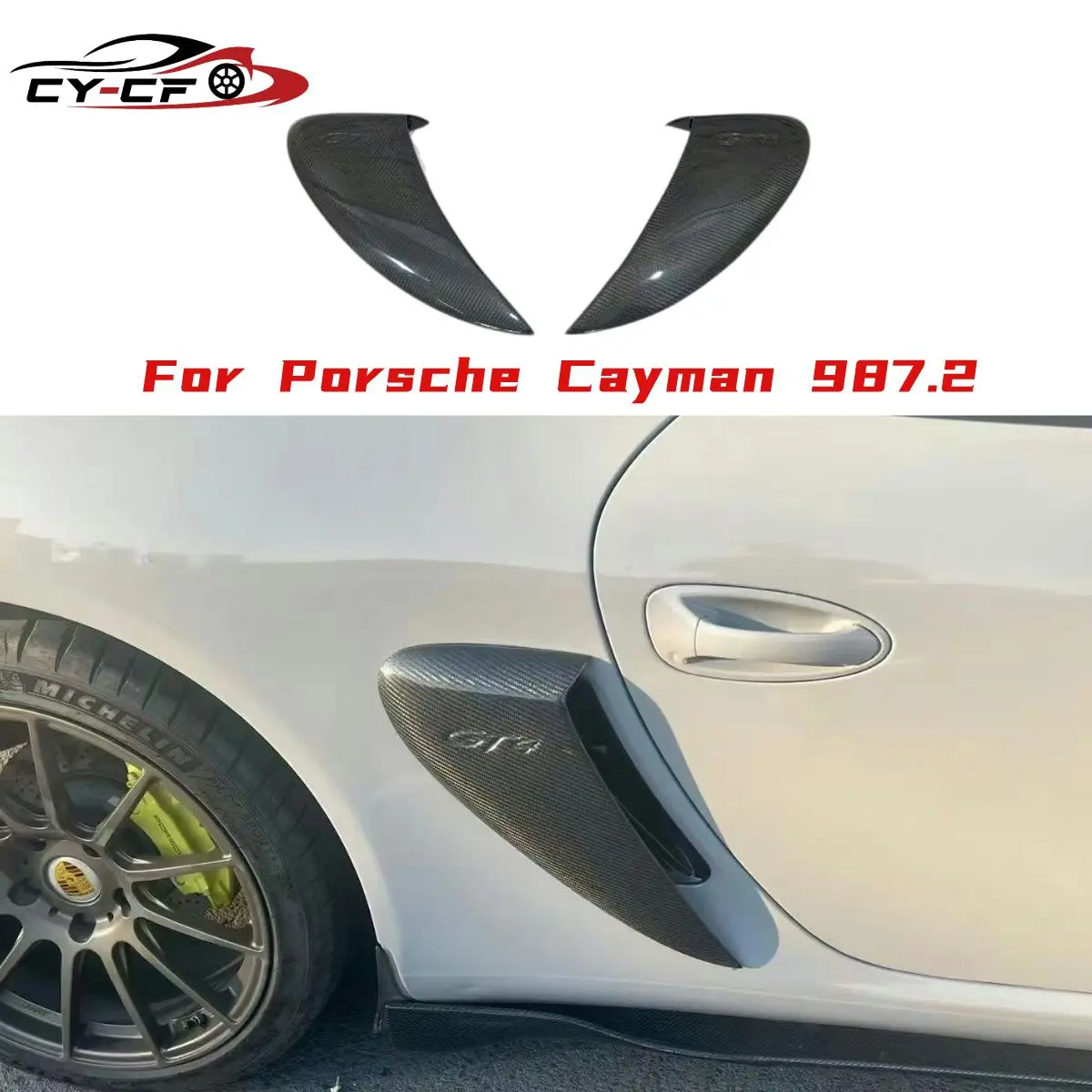 

Carbon Fiber Side Fender Bumper Air Vent Outlet Cover Trim Splitter For Porsche 987.2 Cayman Boxster Coupe Body Kit