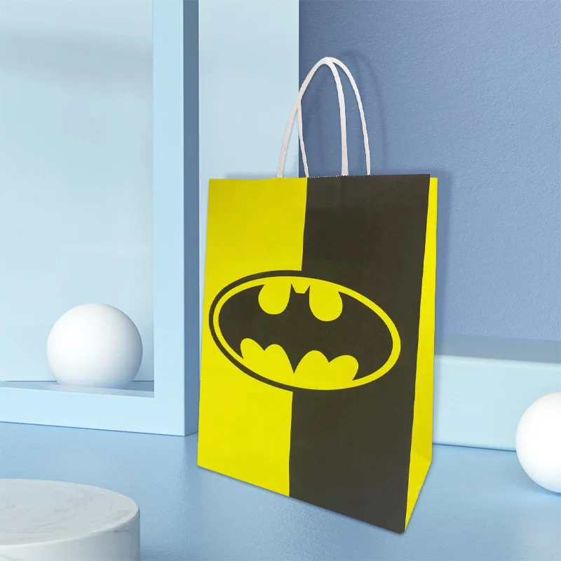 Fledermaus Mann Geschenk Taschen Geburtstag Dekor Fledermaus Mann Kordel zug Tasche Griff Tasche Papier Süßigkeiten Tasche Baby party Kind Junge Party liefert Gunst Geschenk