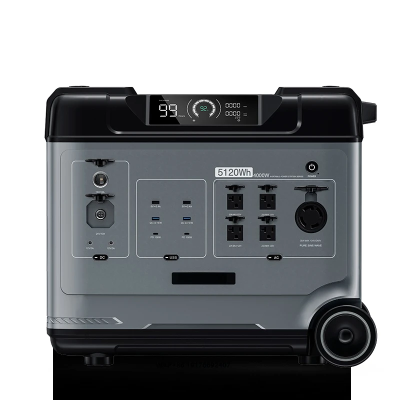 

Suitcase Design 1000W Solar Charging 4000W Output Power 5kWh Portable Lithium Battery Portable Power Station