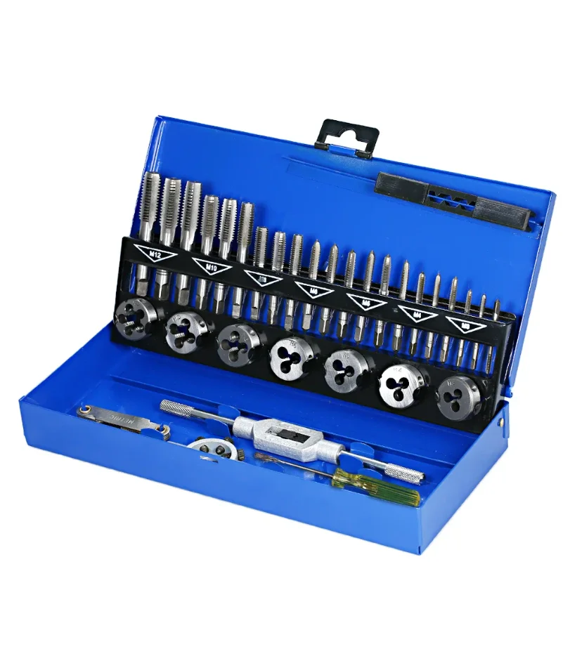 

32 PCS Tap and Die Set Metric Wrench Cut M3-M12 Hand Threading Tool Tungsten Carbide Tap Die Screw Thread Making Tool Bit Set