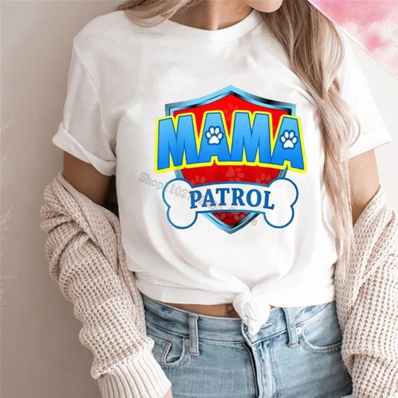 Cartoon Divertente PAPA MAMA Paw Patrol Dog Mamma Papà T-shirt in cotone Grafica per uomo Donna Abiti per la famiglia Estate Manica corta Top