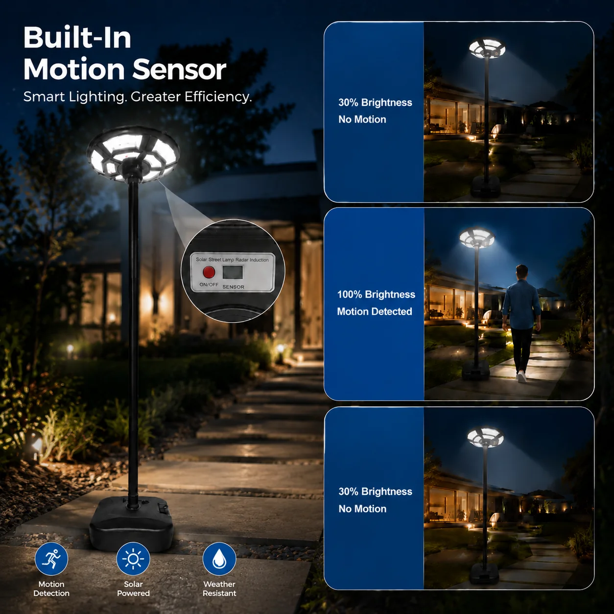 6-section split outdoor lamp post universal lamp post with square base for solar LED garden lamp and road lamp.