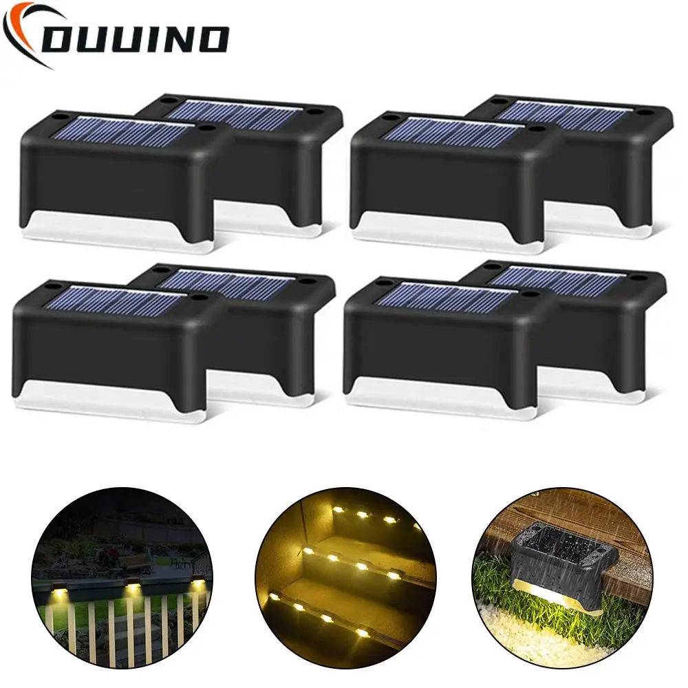 8pcs Outdoor Stair Solar Light Waterproof Garden Step Lamp Fence  Pathway Yard Patio Garden Decor Lawn LED Lighting Warm Light